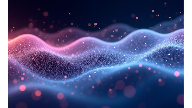 Abstract visualization of AI composing music with colorful waveforms