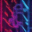 Techno music icon with abstract geometric shapes and neon lights.